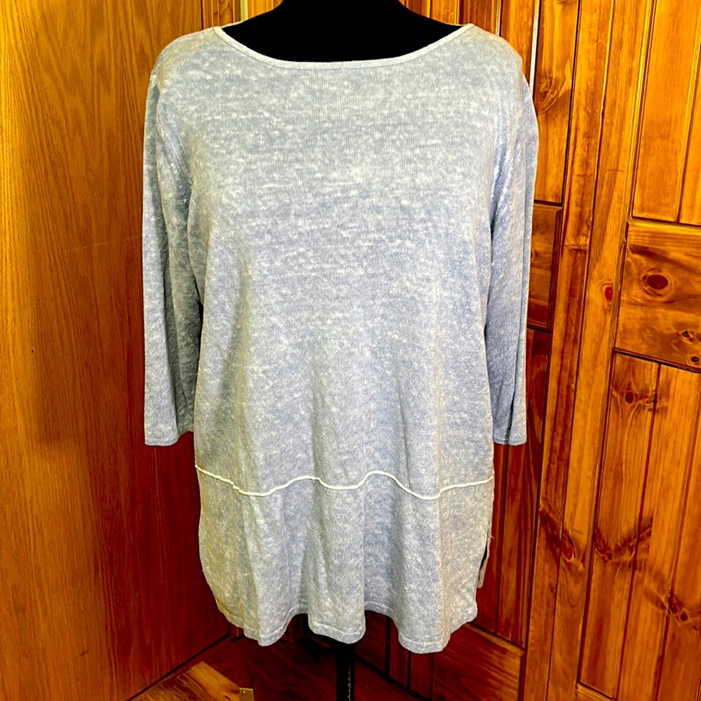 J. Jill scooped neck linen lightweight sweater, soft purple XL Petite $15